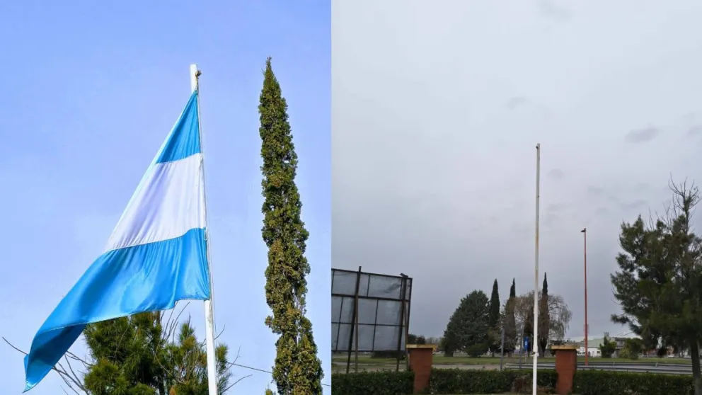 Rompieron el alambrado del Complejo Universitario Regional Zona Atlántica y Sur y se llevaron la bandera patria -foto gentileza. 