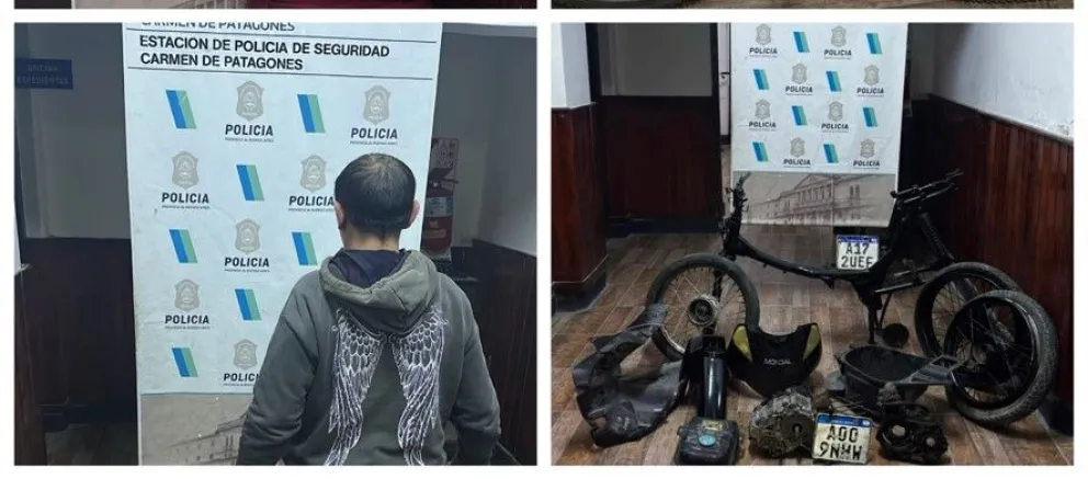 Fin de semana movido para la Policía de Patagones, entre los operativos desbarataron un desarmadero de motos. Foto gentileza.