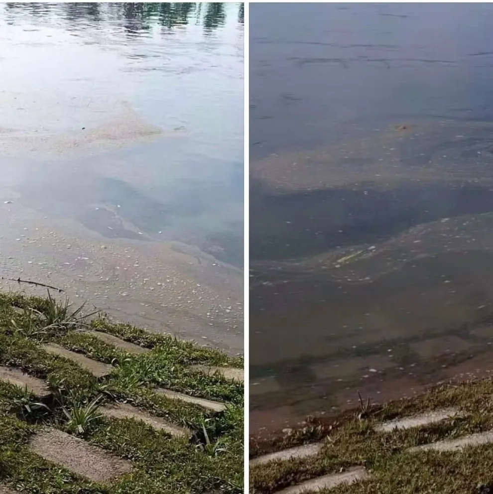 La misteriosa mancha apareció a la altura del Centro Cultura. Foto: gentileza  