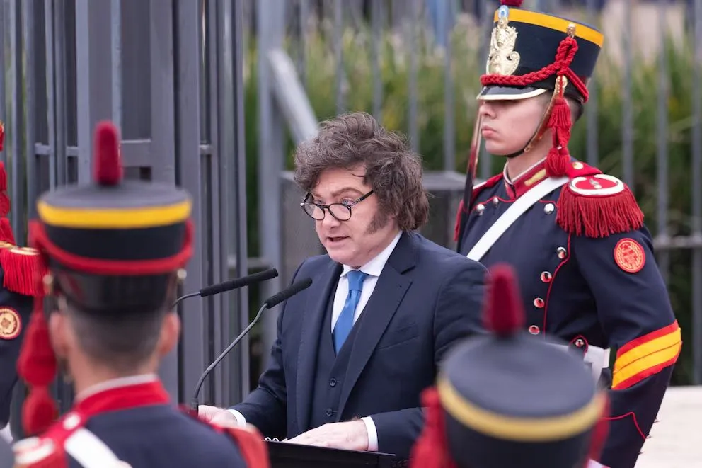 Javier Milei durante el acto. 
