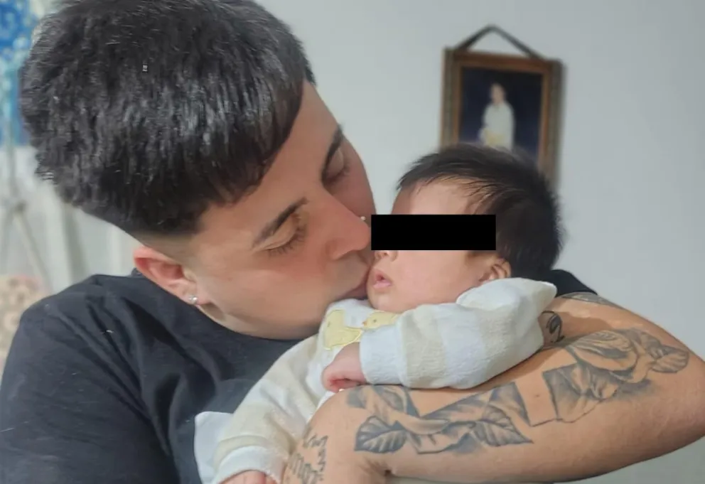 Natán Fernández y un desesperado pedido de ayuda por su hijo Lorenzo, de apenas seis meses. Foto gentileza.