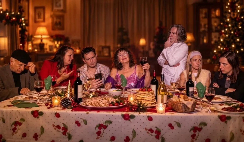 "Remembranzas – Una cena navideña", la producción que estrena este fin de semana en la sala El Tubo de Viedma. Foto: Gentileza. 