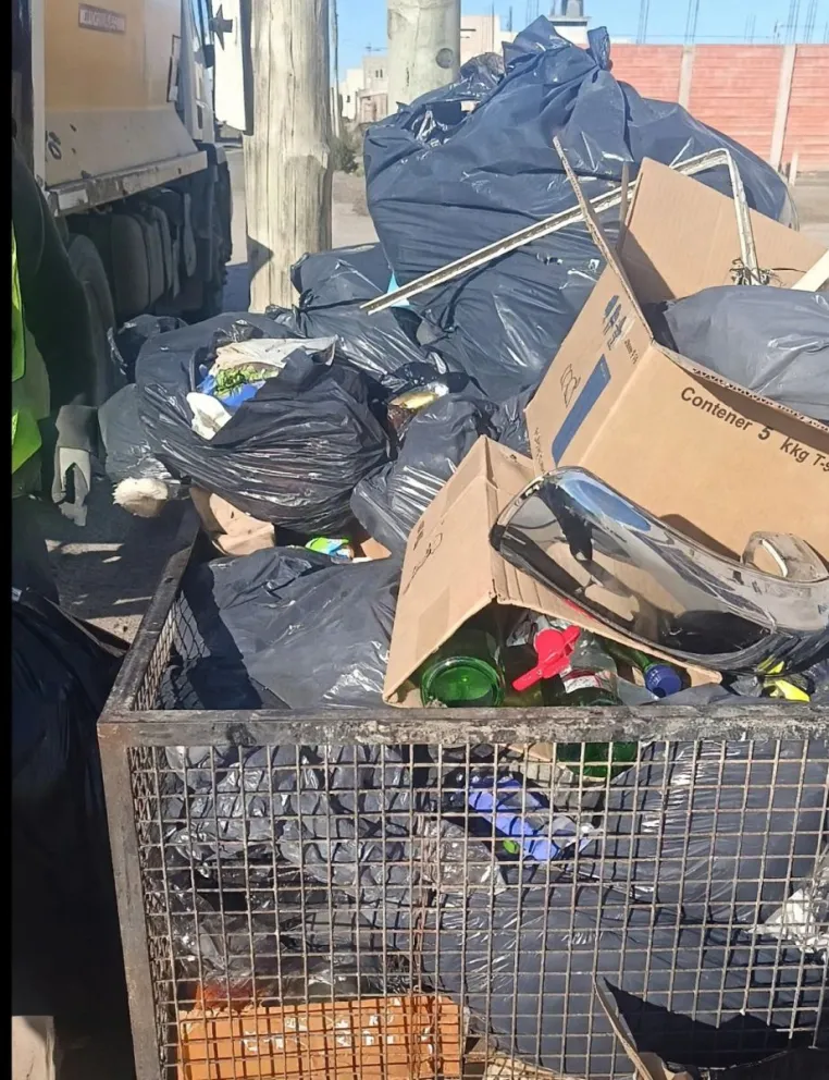 Los vecinos no solo utilizan el cesto, sino que dejan las bolsas afuera cuando está lleno. Foto: captura
 