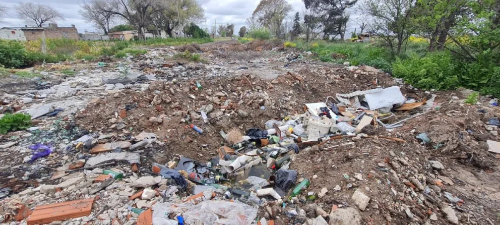 Así se ve parte del basural con olores nauseabundos en el boulevard Ituzaingó. 
